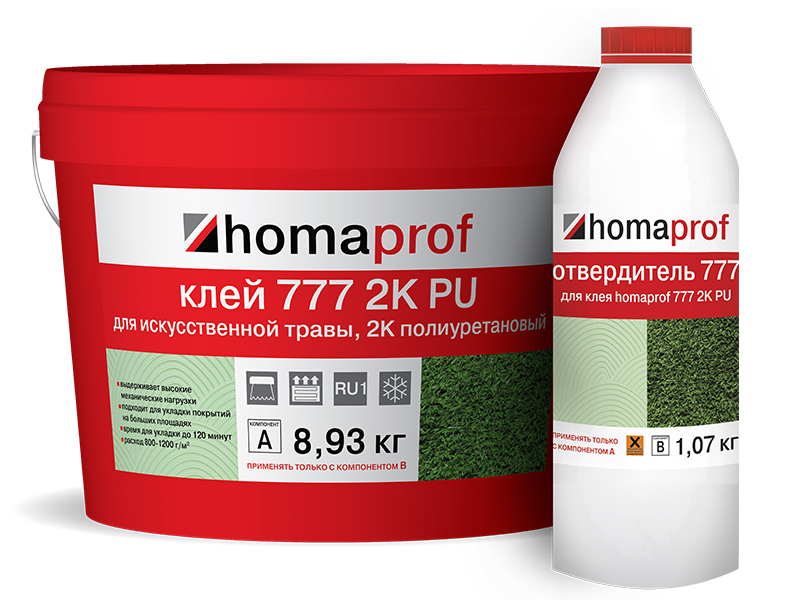homaprof PU 777. Двухкомпонентный полиуретановый клей для искусственной травы. 